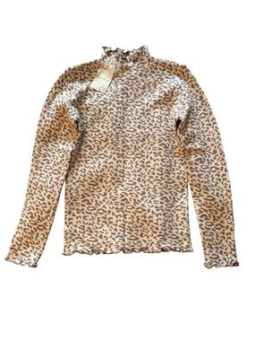Hem & Thread Leopard Print Cowl Neck Sweater - Brown & Cream